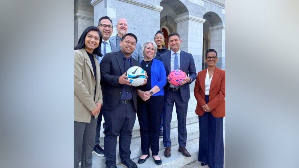 The CA Alliance's Senior Policy Advocate Divya Shiv joined Assembly Member Jesse Gabriel and co-sponsors Mental Health America California and Play Equity Fund in Sacramento following testimony in support of AB 1626