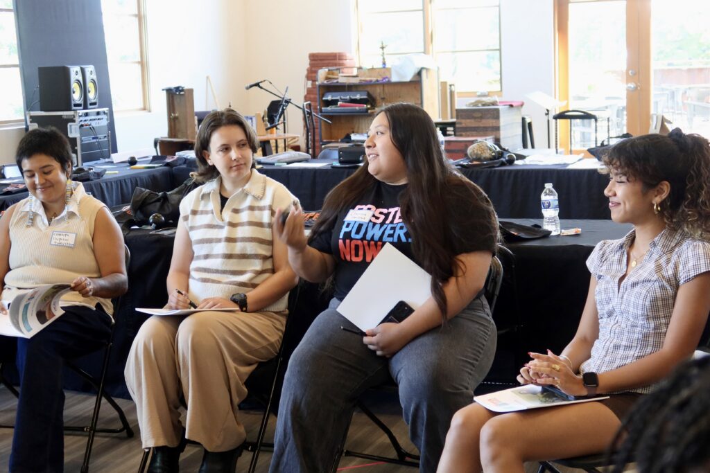 Pictures: Four of Open Doors' youth faciliators-in-training participate in a larger Restorative Justice Circle as part of their experience wtih our Core Training curriculum