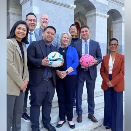 The CA Alliance's Senior Policy Advocate Divya Shiv joined Assembly Member Jesse Gabriel and co-sponsors Mental Health America California and Play Equity Fund in Sacramento following testimony in support of AB 1626