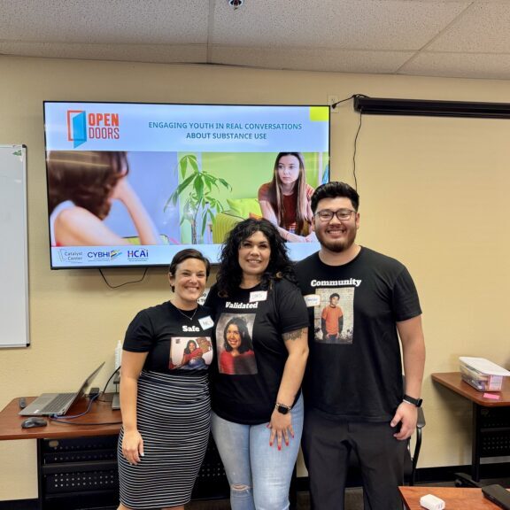 Open Doors team members from left to right: Facilitator Kat Besse, MSW Intern Doris Sanchez, and Facilitator Francisco Valverde