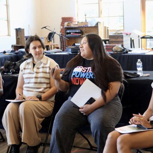Pictures: Four of Open Doors' youth faciliators-in-training participate in a larger Restorative Justice Circle as part of their experience wtih our Core Training curriculum